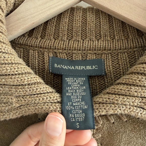 Y2K Banana Republic Suede + Ribbed Knit Jacket - Picture 3 of 9